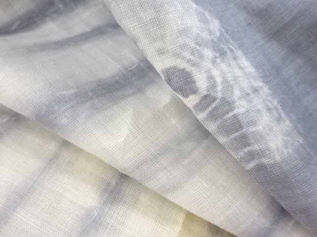  アンティーク　本麻絞り横段模様男物長襦袢